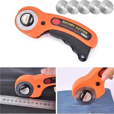 45-mm-Rollschneider für Leder-Patchwork mit 5 Ersatzklingen, universelles Bastelmesser für Links- und Rechtshänder (1/4)