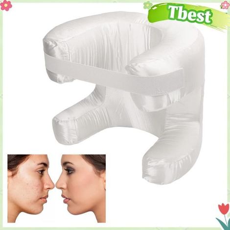 Tbest Oreiller pour le visage Oreiller de visage en tissu de soie, mousse à mémoire de forme, coussin luminaire oreiller Blanche (1/5)