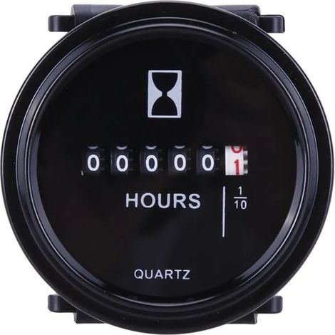 Contador horario cuarzo 6-80V CC redondo instalación presión – Para tractor, générateur, ATV, moto neige (1/5)
