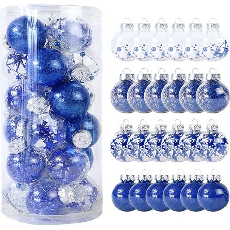 24-teilige Weihnachtsdekoration, 6 cm/2,36 Zoll, farbig, transparenter Kunststoff (1/5)