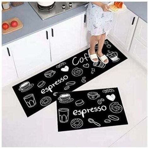 Lot de 2 Tapis de Cuisine Antidérapants Absorbant Eau et Huile Résistant à la Poussière 40 x 60 et 40 x 120 cm (1/4)