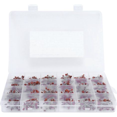960 condensateurs céramiques en série, composants électroniques pour le bricolage, 2 pF–0,1 µF, assortiment de 24 valeurs différentes (1/4)