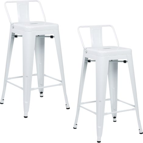 Pack 2 Taburetes Altos Industriales Apilables de Acero 41x41x85cm Thinia Home