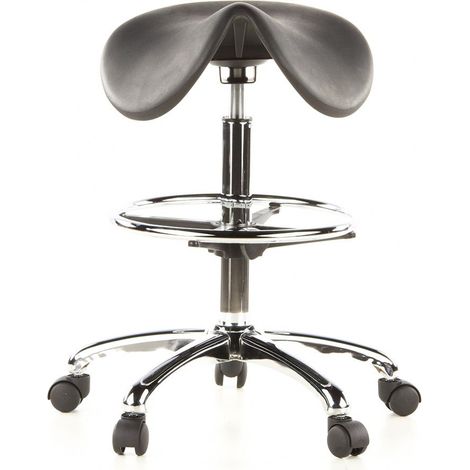 Siège technique/ Tabouret technique / Tabouret pivotant TOP WORK 13, mousse rigide, noir, chromé