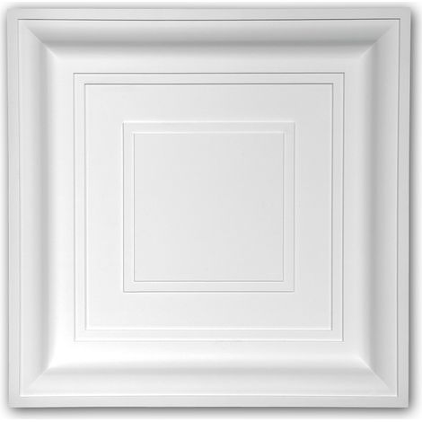 Profhome Decor – Dalle de plafond moderne 60x60cm en polyuréthane haute densité – Pour intérieurs et extérieurs – Adhésif G06M290 inclus (1/4)
