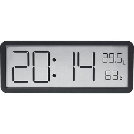 Lntyq Horloge murale numérique avec écran LCD, affichage de l'heure, de la température, de l'humidité, horloge électronique pour la maison et le bureau avec plusieurs fonctions d'affichage (noir),20.2 (1/5)