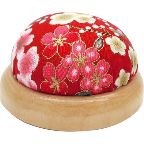 Portaspilli con base in legno, strumento per cucito fai da te, grazioso portaspilli, clip rotonda, accessorio per cucito, maestro del cucito fai da te per la casa (rosso) (1/2)