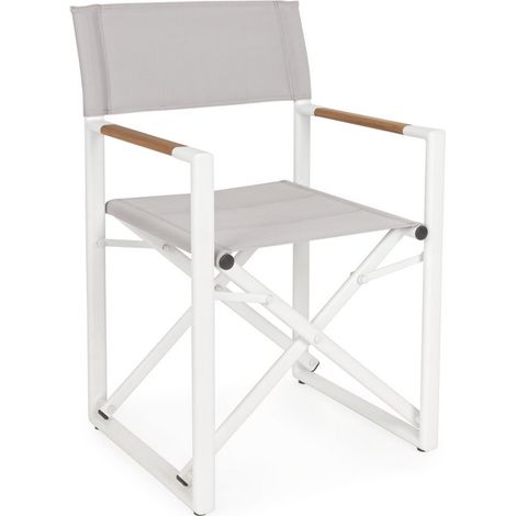 Sedia pieghevole "Lagun" poltrona regista in alluminio con tessuto antimacchia -Bianco (1/5)