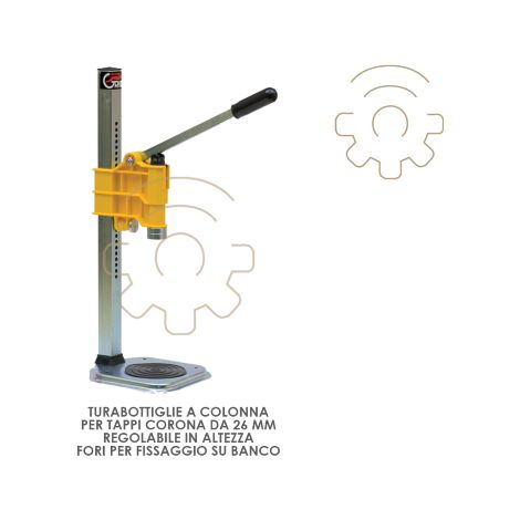 Turabottiglie a colonna per tappo tappi corona 26 mm tappabottiglie tappatrice