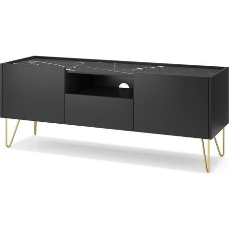 Meuble de salle de bain, Noir Mat, 100 × 57 × 46 cm, poignées argentées (1/5)