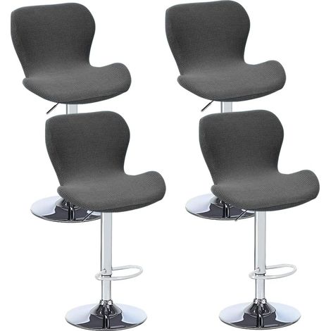 4PCS Housse de tabouret de bar, Extensible, Tissu épais, Gris foncé, Cuisine, Salle à manger (1/5)