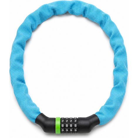 Antifurto a catena con codice per bicicletta impermeabile blu 120 cm 4,5 mm (1/5)
