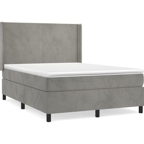Maison Exclusive - Cama box spring con colchón terciopelo gris cl (1/5)