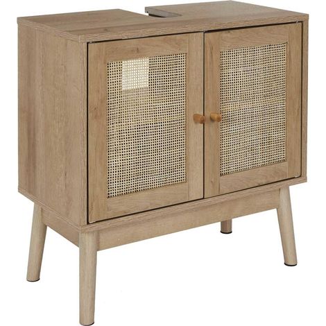 HOME DECO FACTORY Nuevo 2024-MUEBLE LAVABO 60x30 H.70, HD0227, sottolavabo, Modello Bali, Collezione Natural Crush, mobiletto, mobili da Bagno, 60 x 70 x 30 cm, Marrone, Legno-Truciolato, 60x70x30 cm (1/5)