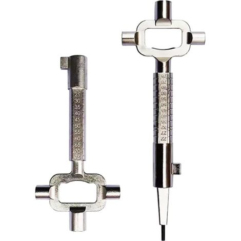 Lot de 2 clés d'armoires électriques - Clé de construction - Clé d'architecte - Outil d'ouverture de porte - Clé de construction universelle - Clé de construction multifonction (1/4)