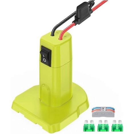 Adaptateur et kit de conversion de batterie compatible avec les véhicules alimentés par batterie 18V, comprenant un interrupteur, un fusible, des borniers et un câblage 12AWG. (1/5)