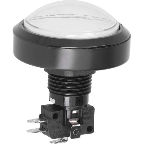 Bouton convexe de 60 mm avec interrupteur à deux pieds et voyant LED pour console de jeux/machine à pinces (blanc).