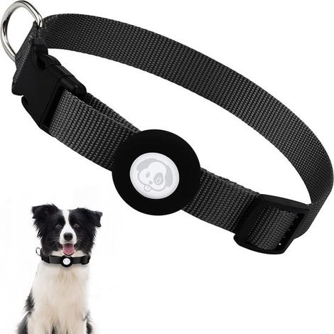 Collier pour chien avec porte-étiquette AirTag, réfléchissant et réglable de 40 à 60 cm, fermeture rapide, pour suivi et sécurité (1/5)