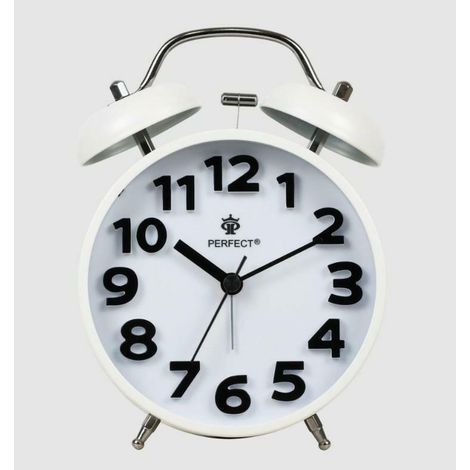 Reloj despertador de cuarzo TBD-11502 perfecto, color blanco.