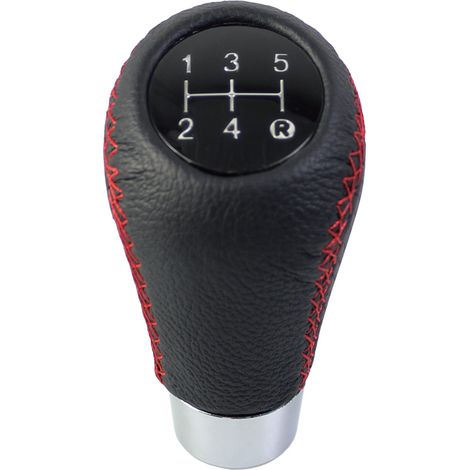 Universal 5-speed gearshift lever, gear knob and gearshift knob. Gearshift accessories with leather trim and red decorative stitching (see photo).--DTEKGAZ (1/4)