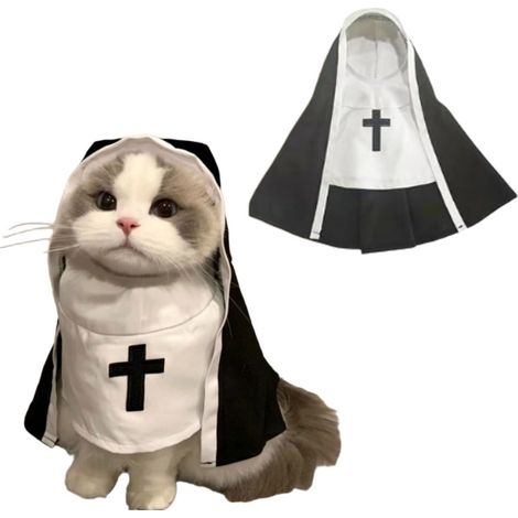 Déguisement d'Halloween, costume de nonne pour chat, cape d'Halloween amusante pour chiens de petite et moyenne taille, costume de cosplay pour photos et fêtes (1/5)
