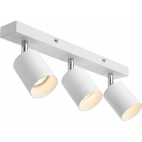 Plafonnier 3 Spots Orientables Blanc, Spot de Plafond Rectangulaire en Métal, Luminaire Design Scandinave Compatible LED, Têtes Pivotantes pour Chambre Cuisine Couloir (Sans Ampoule GU10) (1/5)