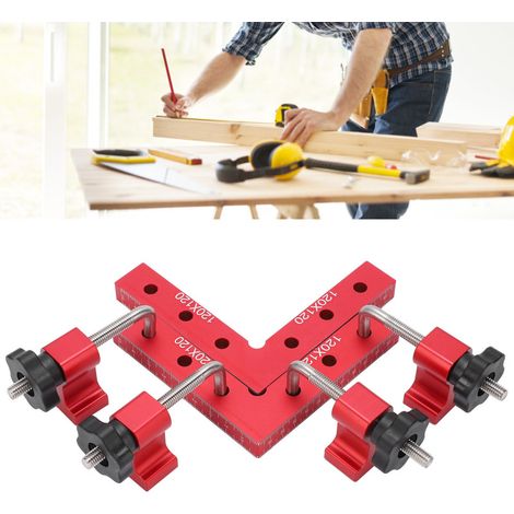 Beyamis Outil de serrage pour menuisier, pince à angle droit, gabarit de positionnement à 90° pour panneaux de travail du bois, règle d'angle. (1/5)