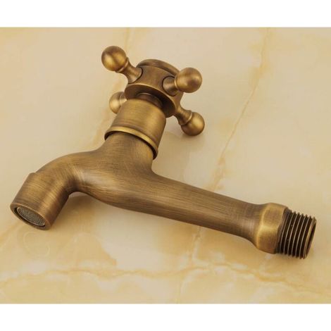 Grifo de agua fría de pared vintage para baño, inodoro, lavabo, bañera, grifos de latón para jardín, patio, fregona y piscina.