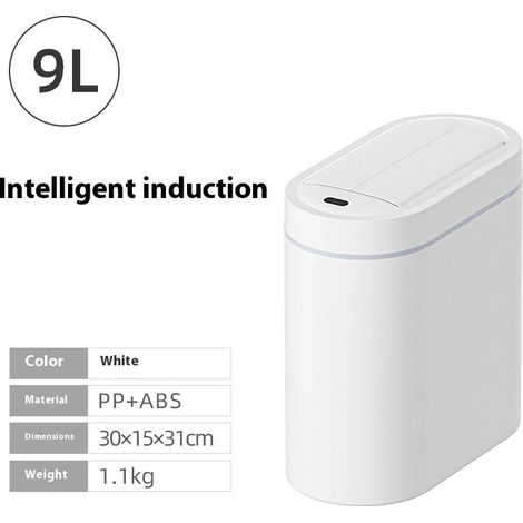 (Chargement USB 9L) Poubelle automatique intelligente, couvercle mural à fente étroite, étanche. (1/5)