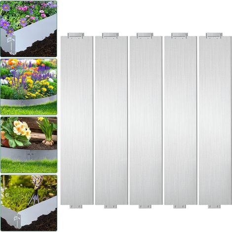 SWANEW Rasenkante Beeteinfassungen Wegbegrenzung Metall Einfassung Beetumrandung Verzinkt Palisade 100x18cm 25m (1/5)
