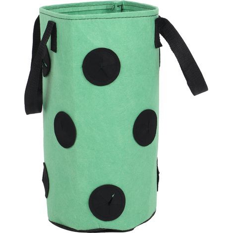 Sac de plantation de fraises à 12 trous avec poignées, sac de culture de plantes en feutre Portable pour jardin vert 20x35cm (1/5)