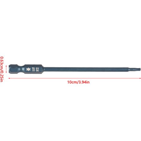 10-teiliges Set mit 100 mm langen 1/4"-Sechskantschraubendreherbits mit magnetischem T8-Sternkopf (1/5)