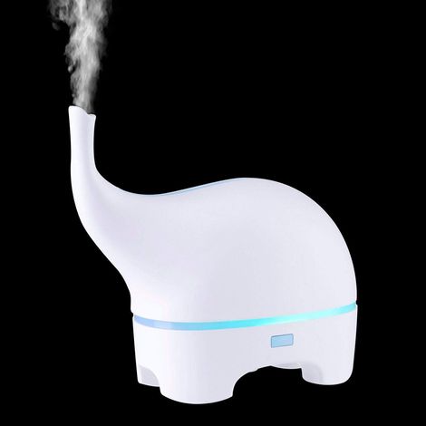 Ätherisches Öl-Diffusor mit Elefantenmotiv, 120 ml USB-Ultraschall-Luftbefeuchter für Kinderzimmer, Babyzimmer, Wohnzimmer, 7-farbiges Nachtlicht (weiß) (1/5)