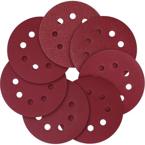 Disque abrasif, 125 mm (5 po), 8 trous, papier de verre de différents grains, 40/80/120/240/320/600/800 grains (70 pièces)... - RWCommerce, Industrie et Science › Produits abrasifs et de finition › Me