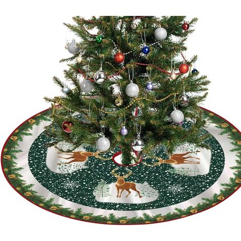 Jupe sapin Noël 90 cm verte, tapis rond pliable couvre-pied, décoration vacances intérieur (1/4)