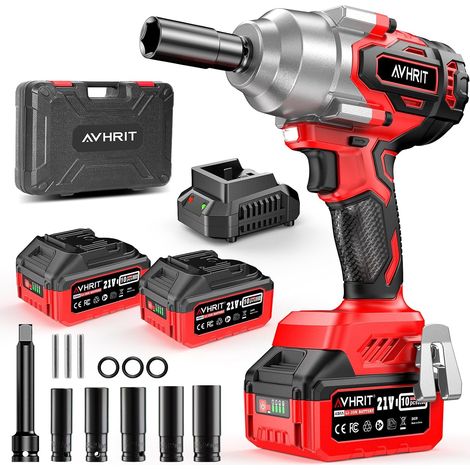 1300N.m Brushless Cordless Impact Wrench with Two 4.0Ah Battery, 21V Electric Impact Nutrunner for Car and Home, with 5 Impact Sockets (1/5)