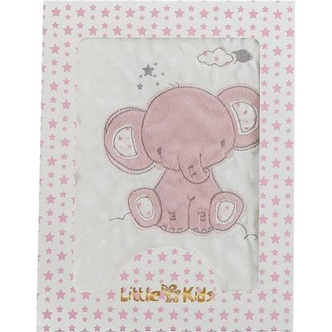 Manta para Bebé Elefante Rosa Bordado Doble cara 100 x 75 cm (1/2)