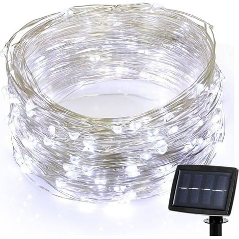 Guirlande Ruban Lumineuse Solaire,20 LEDs 72ft/22M de Cuivre Extérieur Tube Rope Guirlande Lumineuse Décorative (Blanc) (1/4)
