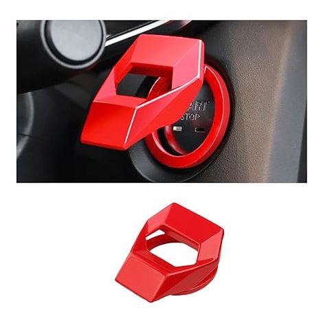 SHINING HOUSECouvercle de bouton d'arrêt du moteur, bouton de commutation d'arrêt de démarrage du moteur de voiture, décoration de commutateur de moteur de voiture autocollante (rouge) (1/5)