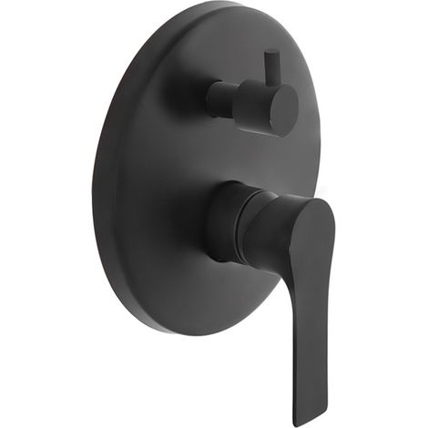 Miscelatore doccia con deviatore Flat in ottone nero opaco (1/2)