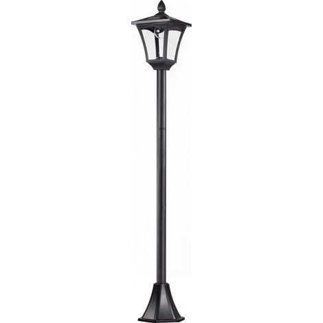 Lampadaire 18x18x160 cm, éclairage solaire de jardin, lampadaire, éclairage extérieur LED, max. 40 lumens, IP44 - Noir (1/5)