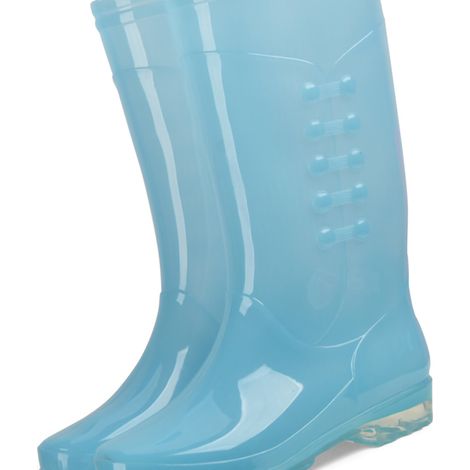 Bottes de pluie hautes antidérapantes et imperméables en PVC transparent avec revêtement en coton pelucheux pour femmes adultes, bleu, taille 37 (1/5)