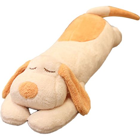 Jouet en Peluche Chien Doudou 1,1m Coton Doux Oreiller Long Décor Maison Beige 43,3 Pouces (1/5)