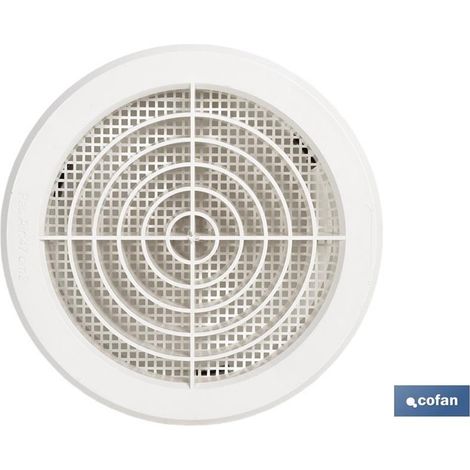 Grille de ventilation encastrée en ABS blanc Ø12-14 cm avec clip et moustiquaire