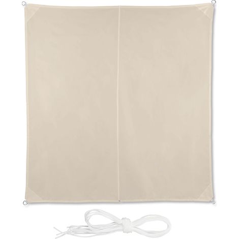 relaxdays Tenda a Vela Quadrata, Impermeabile, Anti UV, Corde di Supporto, da Terrazza e Giardino, LxP: 3x3 m, Beige, x 3 m (1/5)