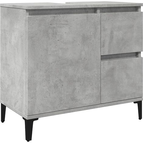 Armoire d'évier moderne salle de bain rangement optimisé 65 x 33 x 60 cm en bois d'ingénierie gris béton