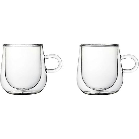 Tasses à café en verre à double paroi Mugs en verre avec anse pour cappuccino, latte macchiato et expresso Verre borosilicate résistant à la chaleur (1/5)