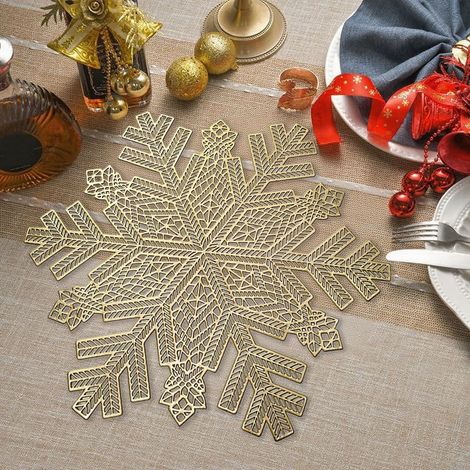Placemat Ronde - PVC Doré - 44 cm de Diamètre - Résistant à la Chaleur et aux Taches - Idéal pour Mariages Fêtes et Décorations de Table - 1 Pièce (1/5)