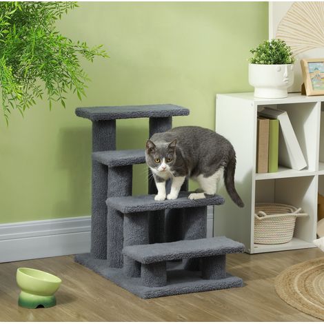 Escalera para gatos y perros de 4 peldaños gris 61 x 41 x 60 cm en aglomerado (1/5)