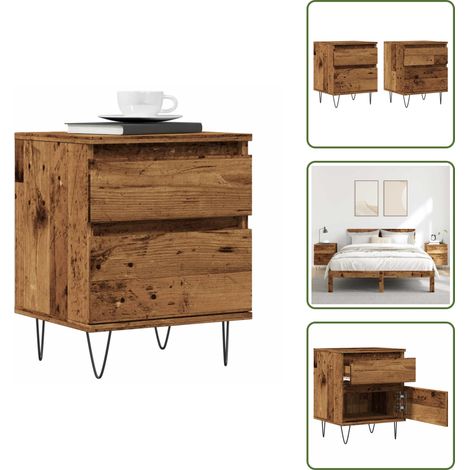 Nachttische 2 Stk. Altholz-Optik 40x35x50 cm Holzwerkstoff - Nachttisch - Nachttische - Nachttischschrank - Nachtschrank (1/5)